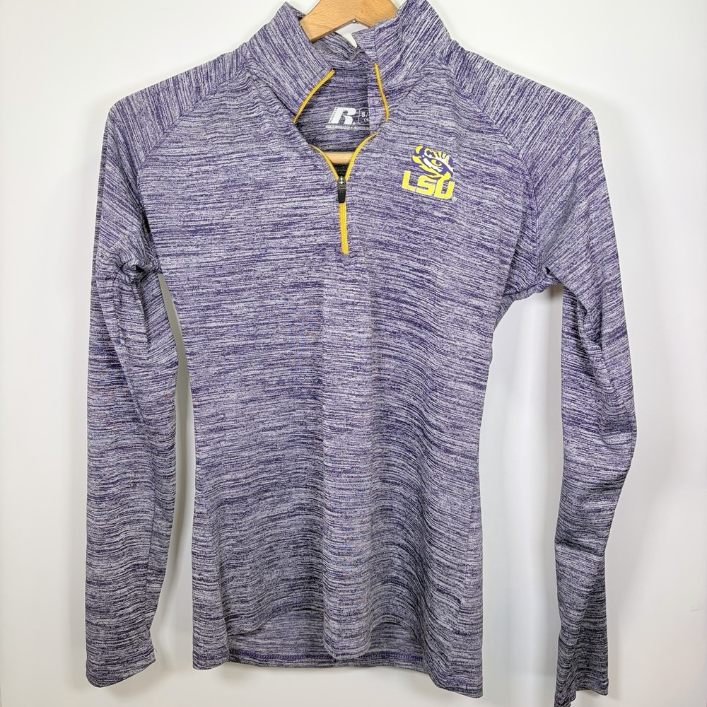 Russell LSU Women's Louisiana State Tigers Dri-fit 1/4 Zip Pullover Purple SMALL